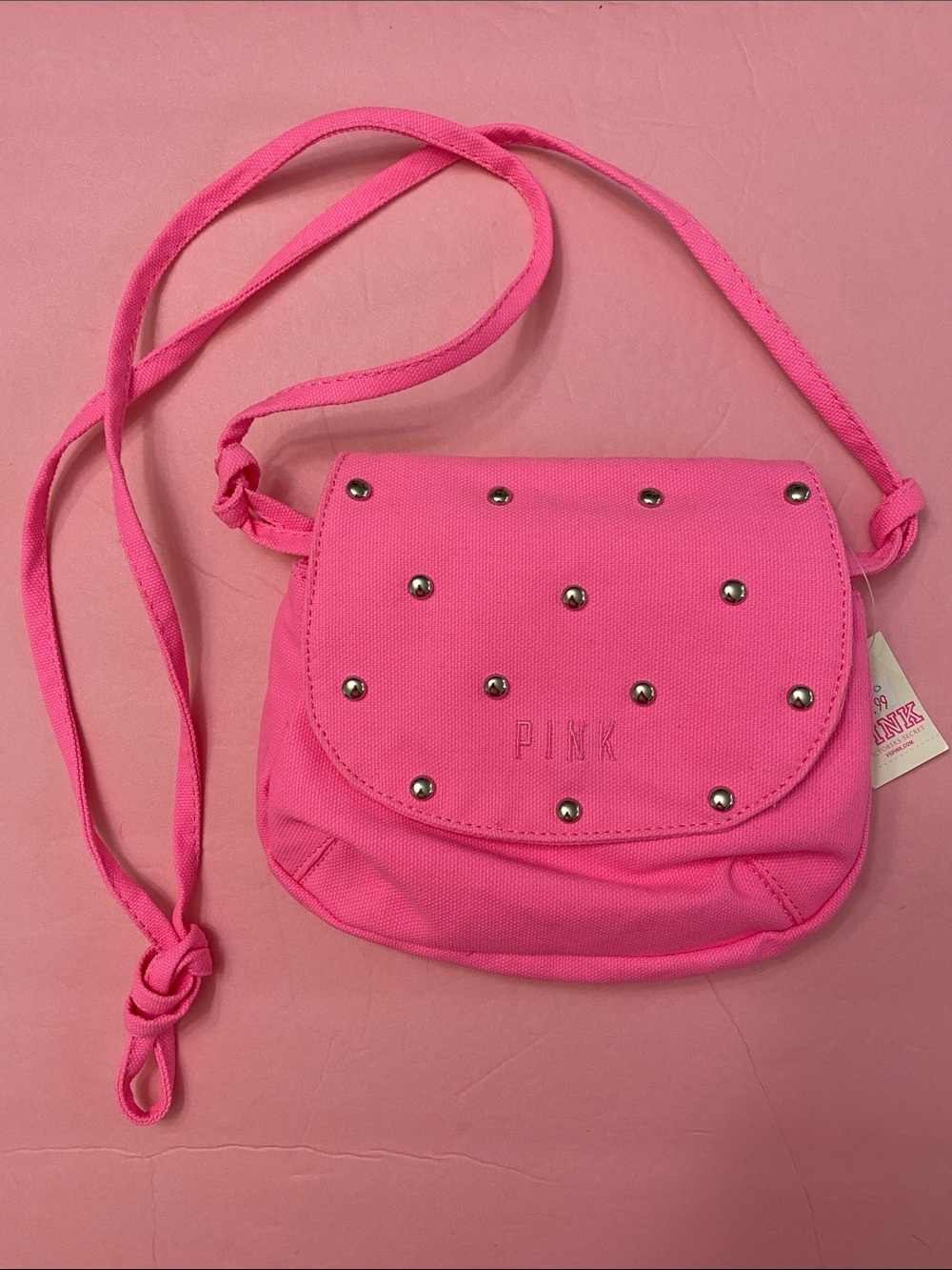 RARE 2013 Victoria’s Secret Pink bright pink & silver grommet mini purse